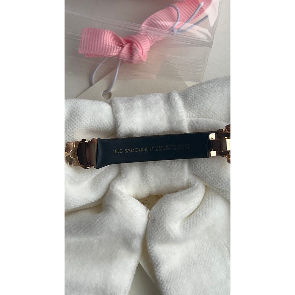 Lele Sadoughi Velvet Bow Barrette White Gold Logo NWT - Picture 8 of 10